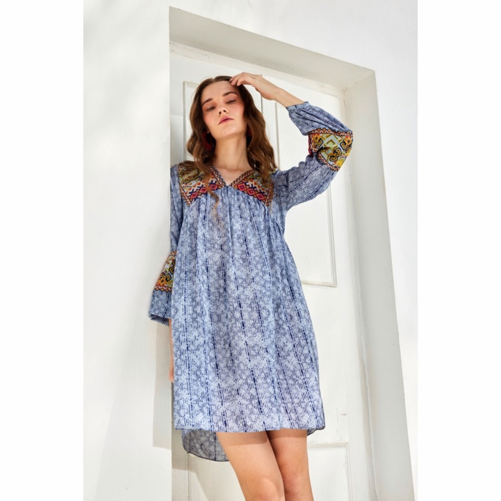Anthropologie Bhanuni by Jyoti Linne Embroidered Tunic Dress Womens Size S